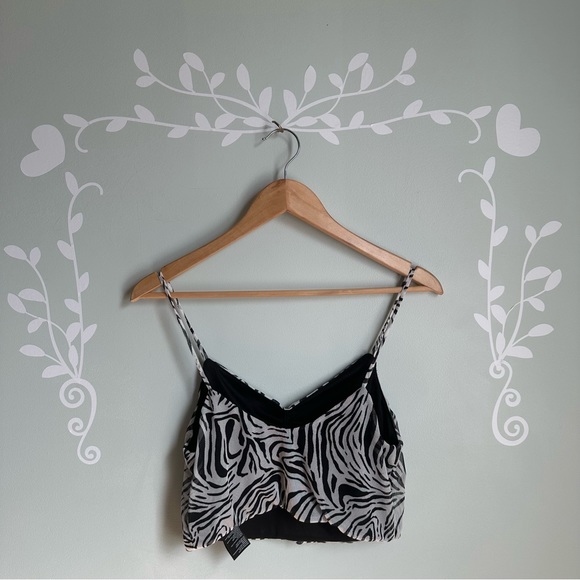 Urban Outfitters Renewal Mesh Zebra Print Tank Crop Top in size L - Picture 4 of 7